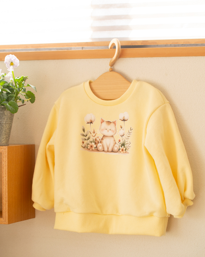 裏毛ニット（イエローダイヤモンド）× ねこアイロンシート