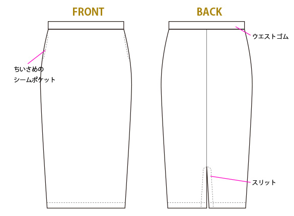 【型紙・生地キット】ボンバーヒートで作るロングタイトスカートキット（ブラック）