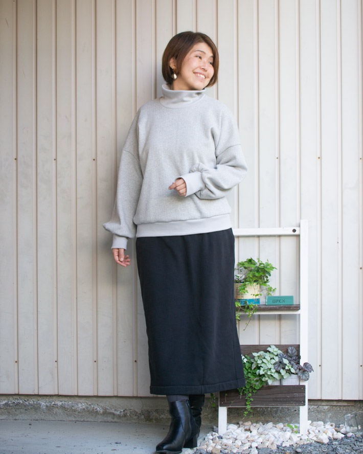 【型紙・生地キット】ボンバーヒートで作るロングタイトスカートキット（ブラック）