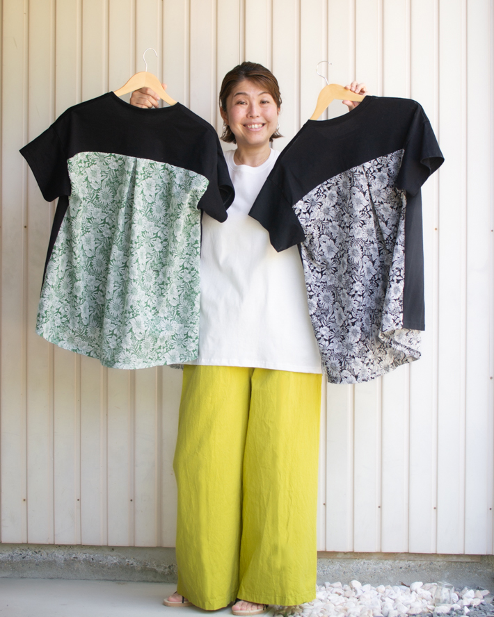 【型紙・生地キット】背中涼しい♪風がとおるTシャツ（リップルver）