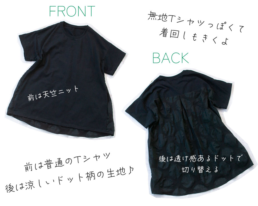 【型紙・生地キット】風がとおるTシャツ・ドットver(Lサイズ)
