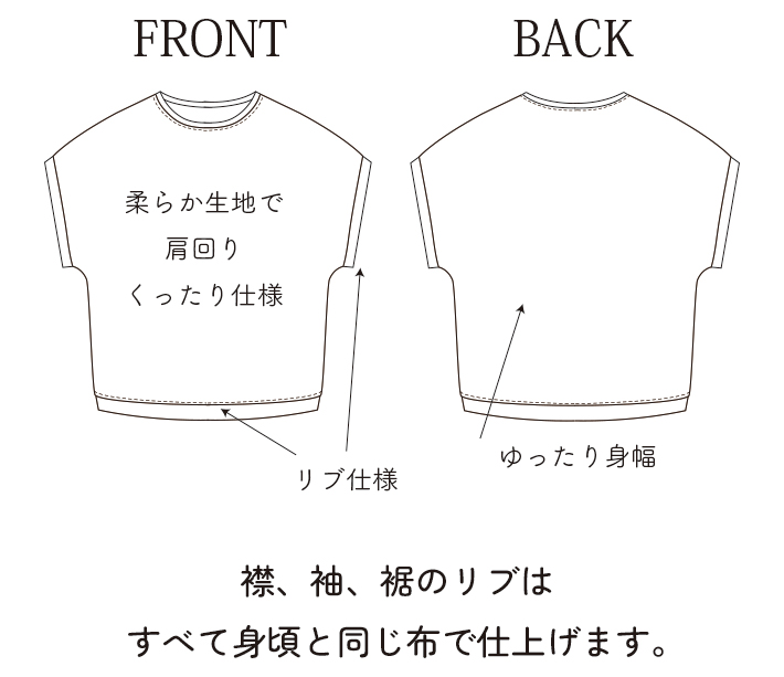 【型紙・生地キット】リネン天竺でつくるとろみプルオーバーキット