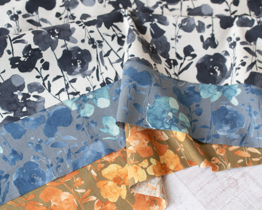 【布帛】コットンリネンシーチンググラデーションフラワー(3色展開)