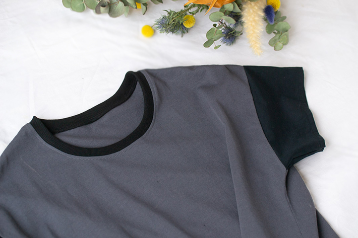 【型紙・生地キット】異素材Ｔシャツワンピース（Ｍ/Ｌサイズ）キット