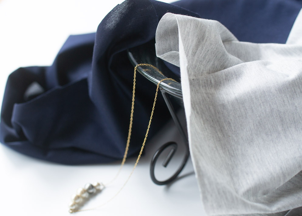 【ニット】しなやかCOOLMAX天竺ニット（薄グレー杢/ネイビー）オーダーカット