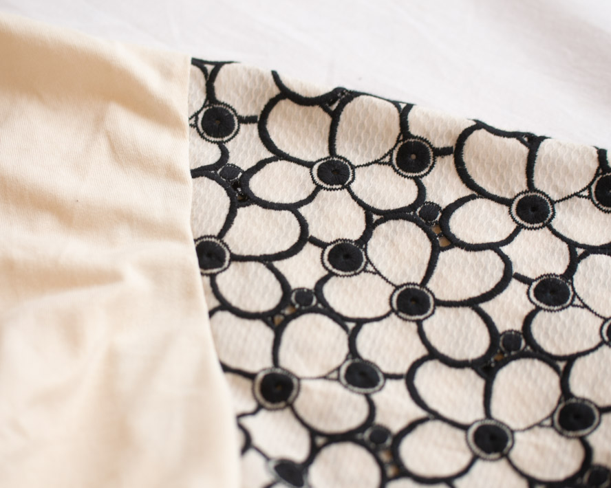 【型紙・生地キット】レースのフレア袖Tシャツキット（Lサイズ/ゆったりLサイズ）