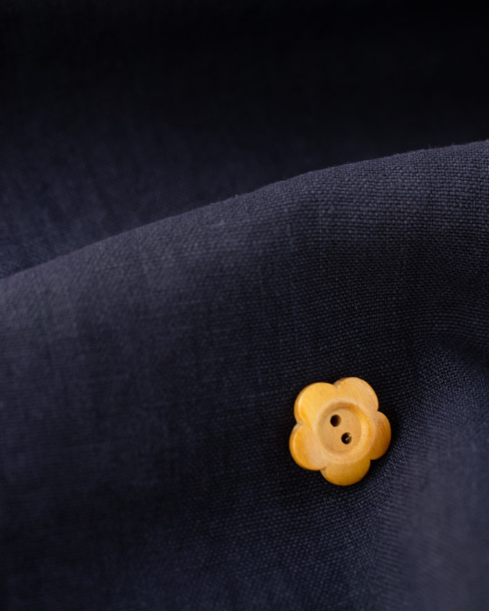 【布帛】アウターボトムス向き♪リネンキャンバス(ダークネイビー)