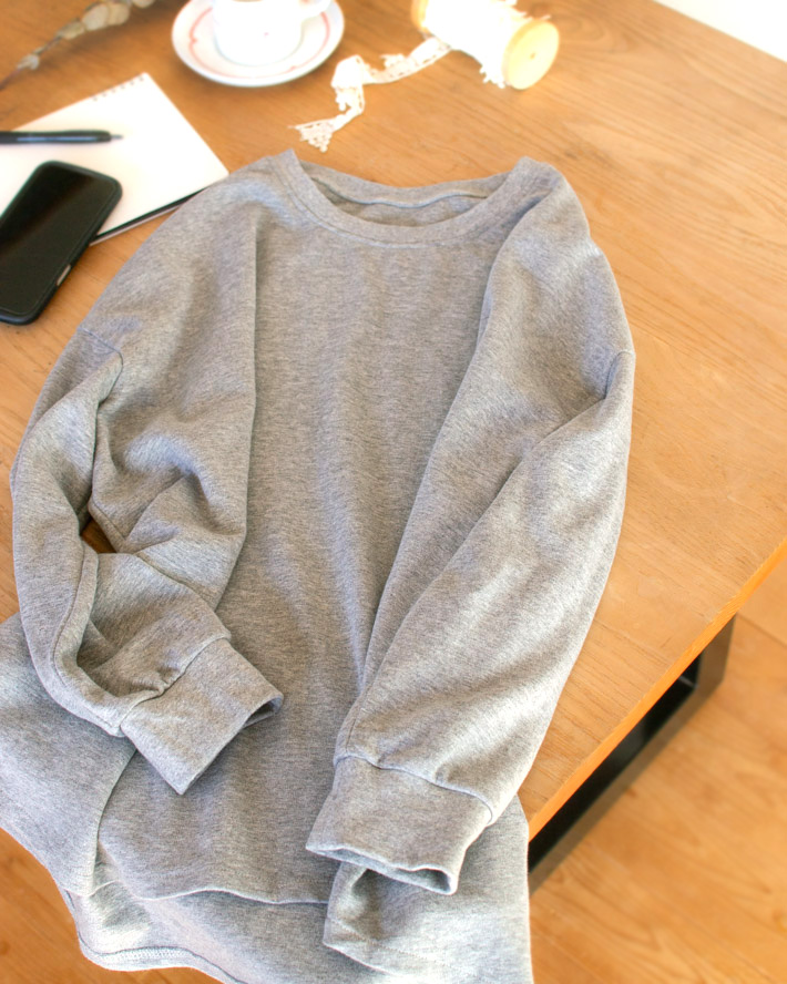 【型紙・生地キット】リラックスポンチニットで作る裾カーブワイドTシャツ（Lサイズ）