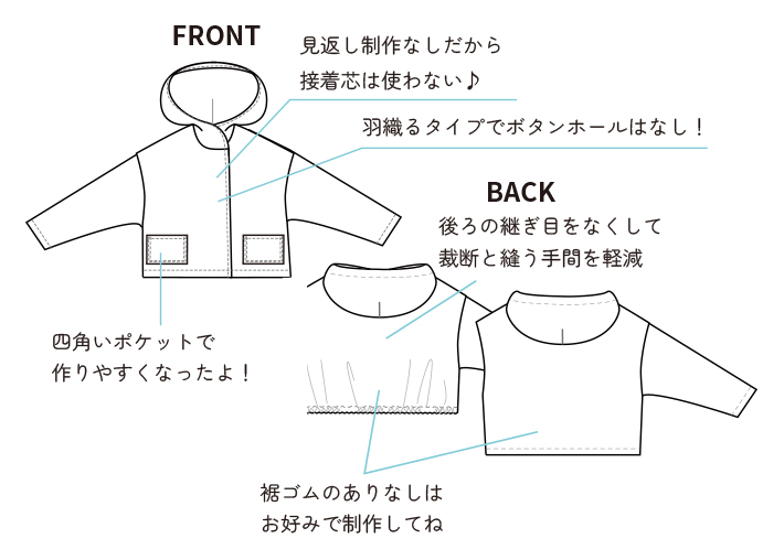 【型紙・生地キット】ドルマンライトコートをより簡単に作るアレンジキット