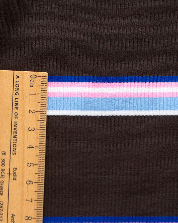 【ニット】ランダムボーダー40/2天竺ニット(ブラウン×ピンク系)