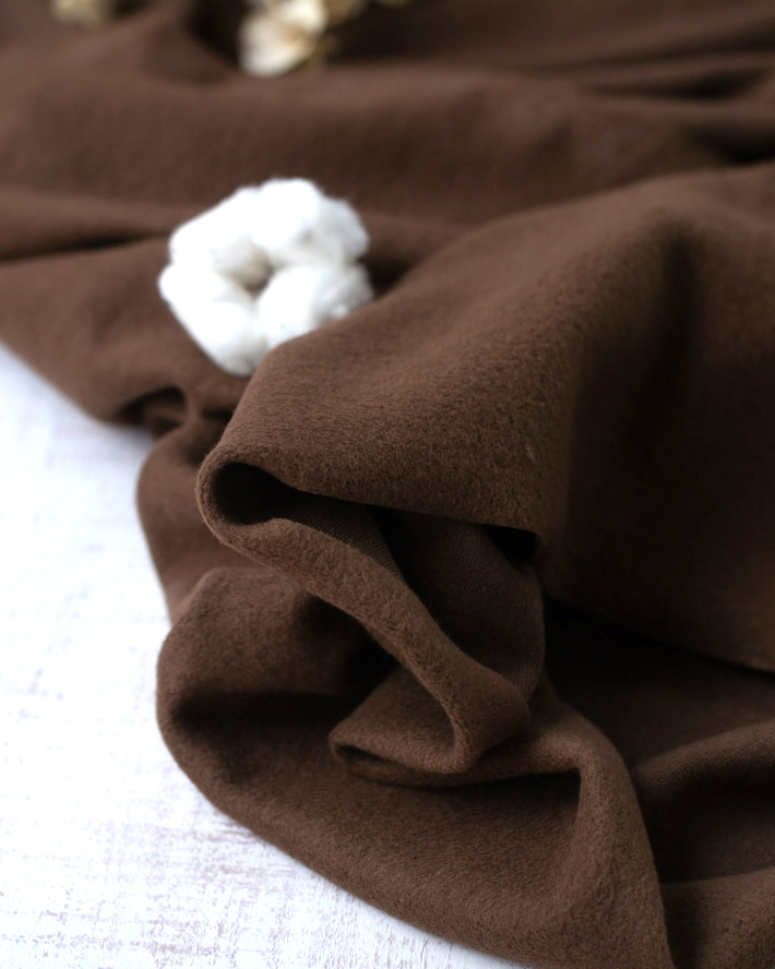 【ニット】やわらかでほわっと暖かい♪薄めの裏毛の裏起毛ニット♪（ブラウン/ダークブルー）