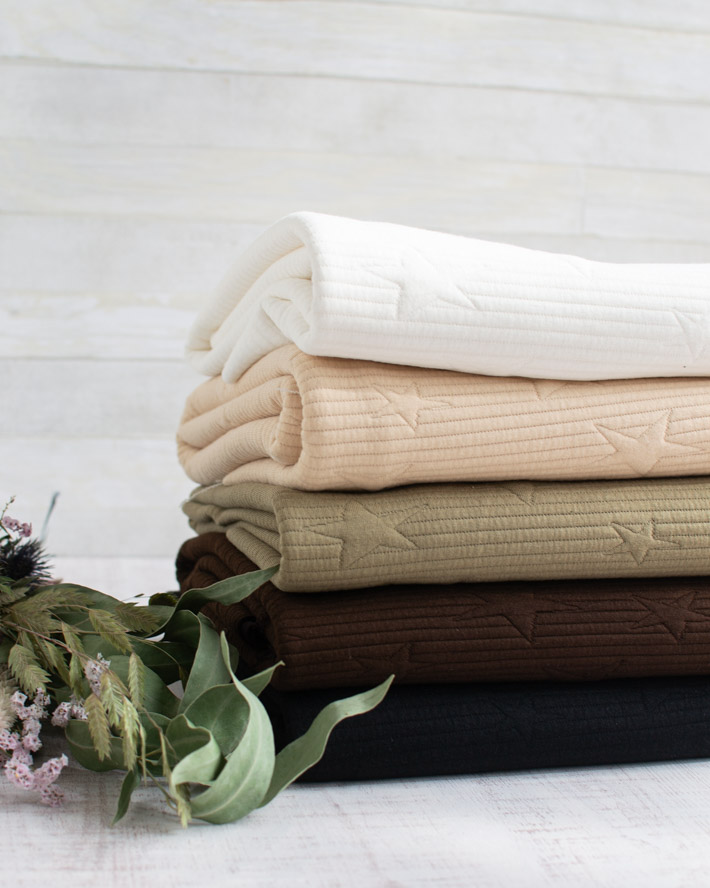 【ニット】トレーナー、ニットパンツに♪星柄キルトニット（５色）