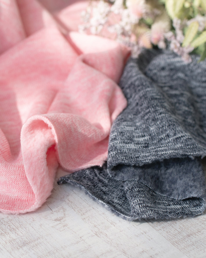 【フリース】ふわっとメランジフリース（ピンク杢/ブラック杢）