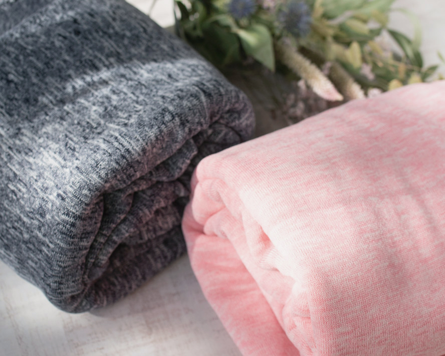 【フリース】ふわっとメランジフリース（ピンク杢/ブラック杢）