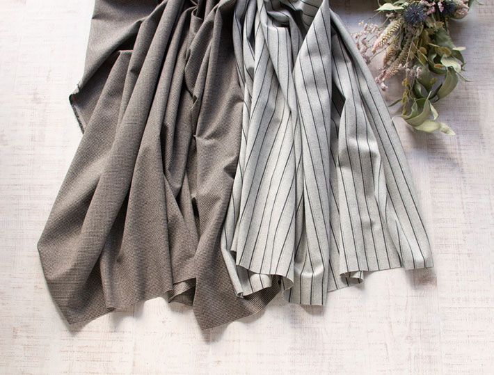 【布帛】微起毛やわらか2WAY ストレッチクロス（プチチェック/ランダムストライプ）