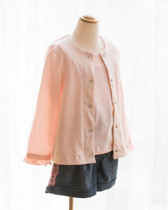 天竺ニットのように使える♪アイレットジャガードニット（パウダーピンク）