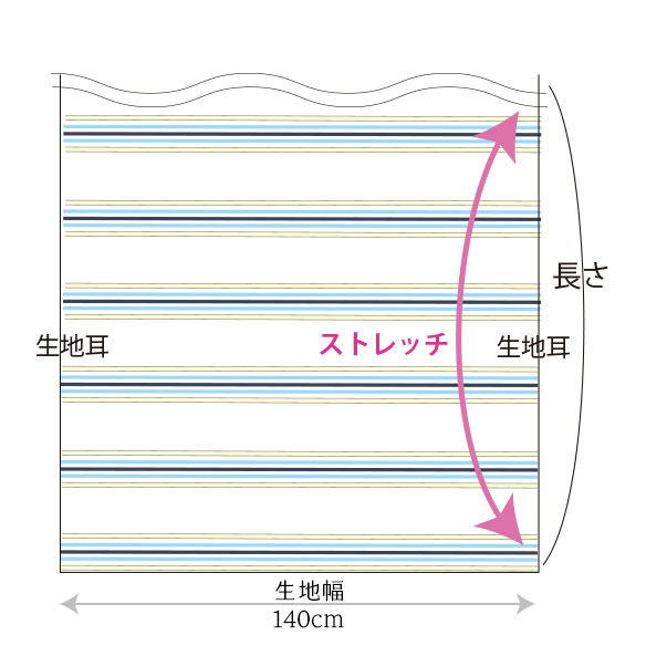 【布帛】すべすべストレッチマルチストライプ（柄はボーダーですが、ストライプとしてお使いください）