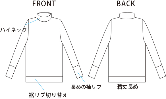 【型紙・生地キット】テレコニットで作るコットン100％のハイネックTシャツキット