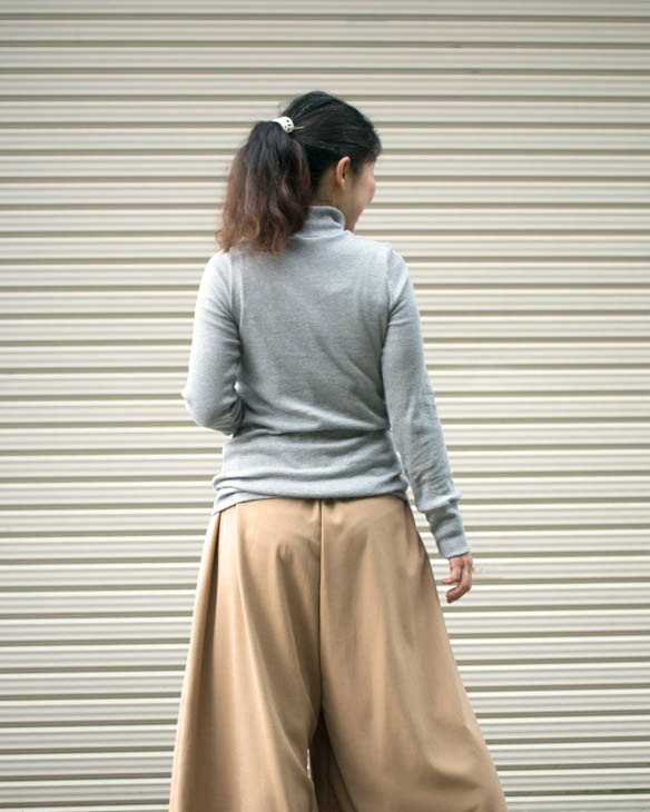 【型紙・生地キット】テレコニットで作るコットン100％のハイネックTシャツキット