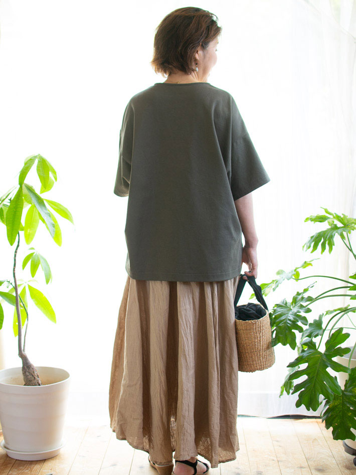 【型紙・生地キット】ポンチニットで作る襟元すっきりな大人のTシャツキット