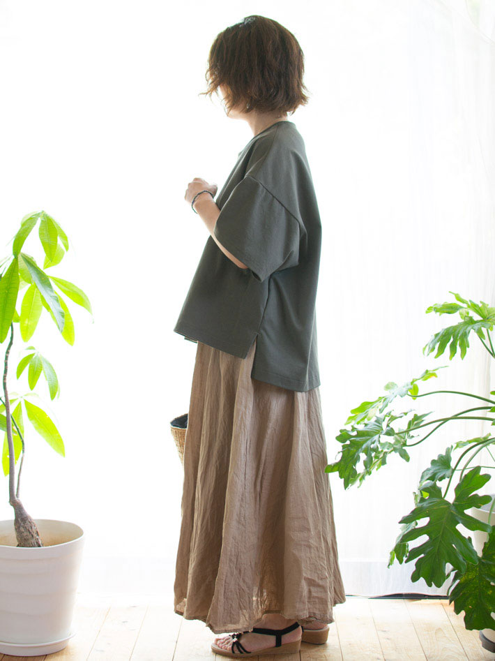 【型紙・生地キット】ポンチニットで作る襟元すっきりな大人のTシャツキット