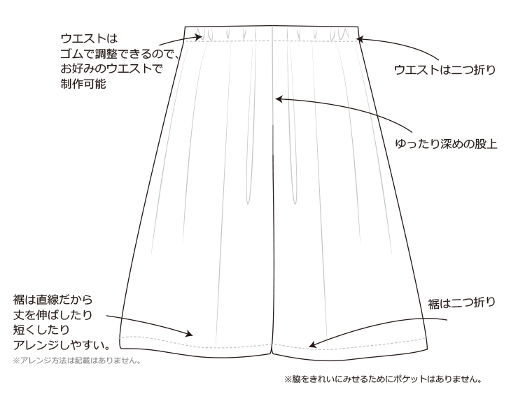 薄手ニット生地でつくるワイドパンツ