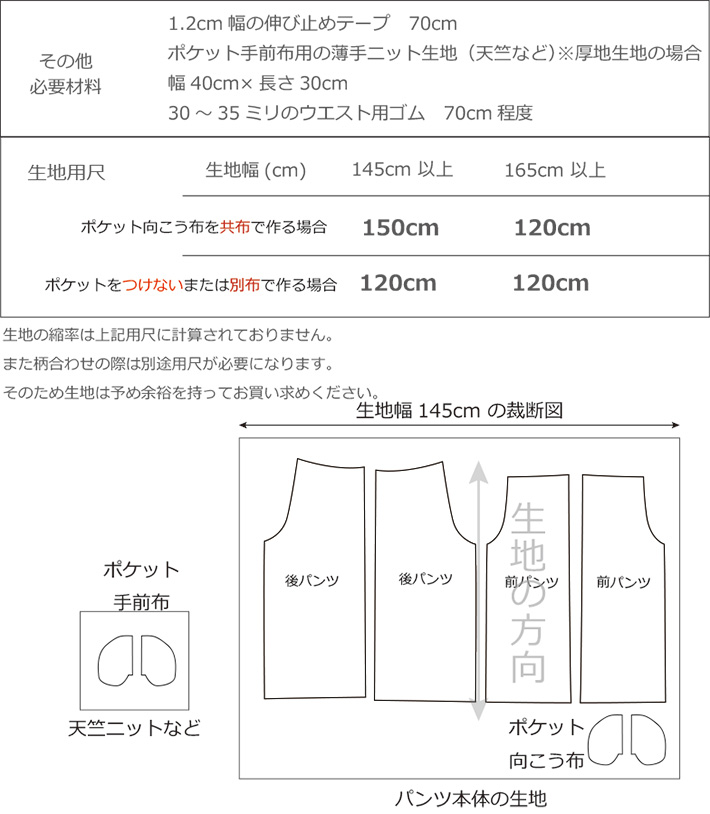 【プレゼントパターン】ニット生地幅145cm以上用ワイドパンツ（M～Ｌサイズぐらい）