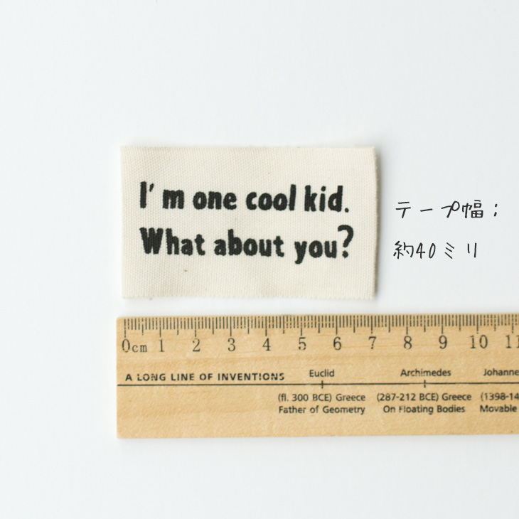【オリジナルタグ】「I’m one cool kid.」3 枚入り（テープ幅：40ミリ）
